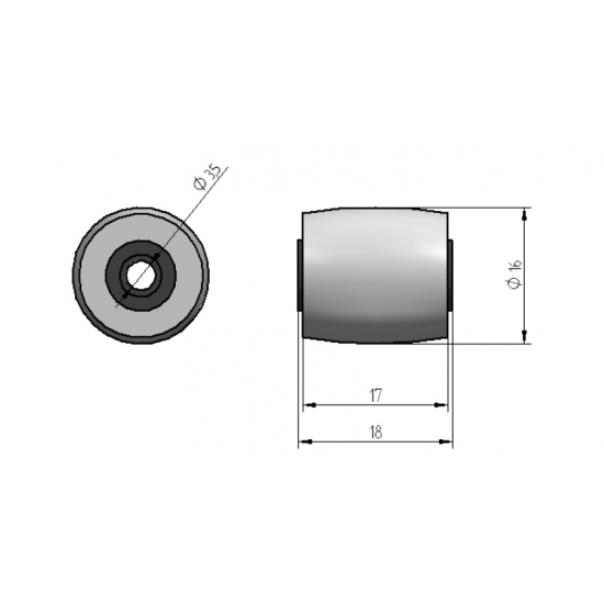 KÓŁKO MEBLOWE FI 16MM