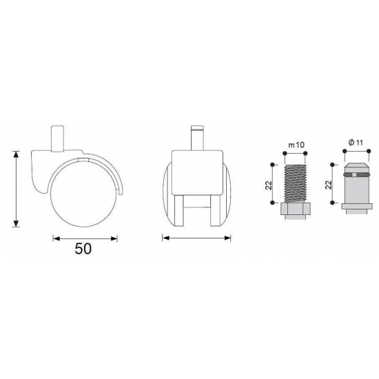 KOSM Kółko z otoczką metalową chromowaną fi11mm