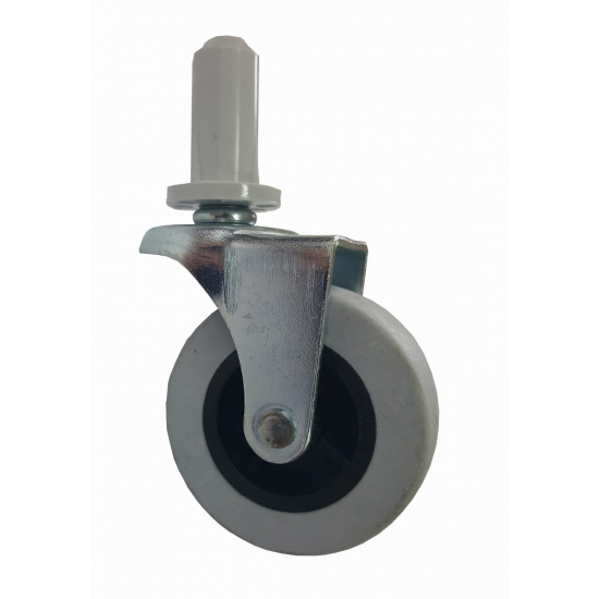 ROLKA MEBLOWA EU Z OPONKĄ FI 50MM Z BOLCEM FI8MM I TULEJĄ FI13MM