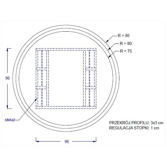 NY-A024 KW. - 96x96 cm, czarny