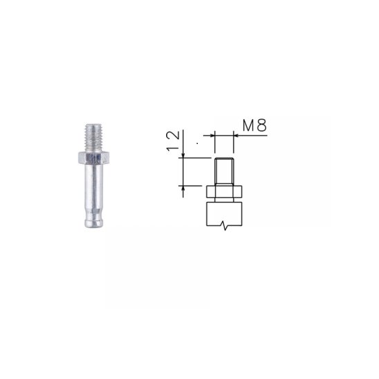 Stopka XM Gwint M8 8x12 srebrna do krzeseł, foteli mebli
