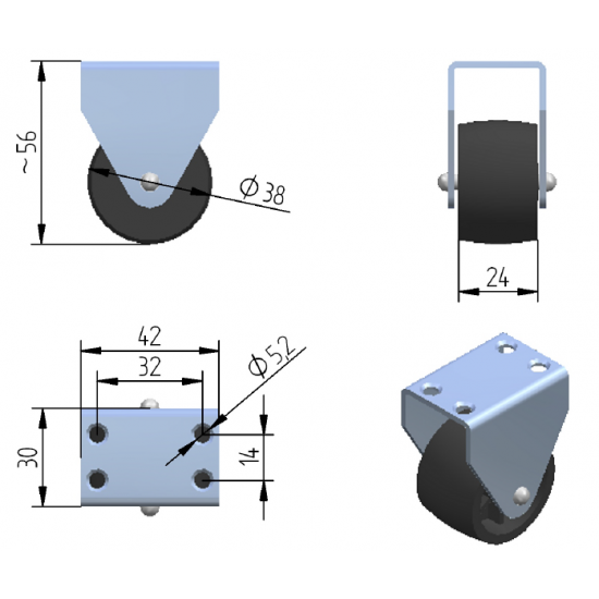 ROLKA MEBLOWA EU FI 38/56 MM