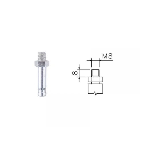 Stopka ZM Gwint M8 8x8 srebrna do krzeseł, foteli mebli