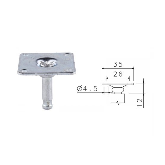 Stopka ZM z płytką D35 srebrna do krzeseł, foteli mebli