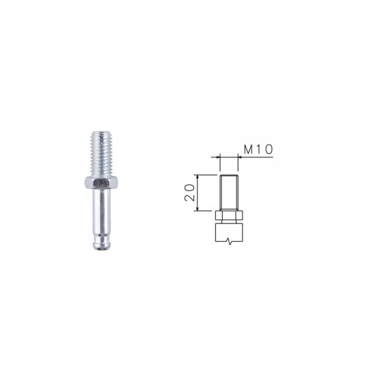 Stopka B Gwint M10 8-10x20 srebrna do krzeseł, foteli mebli