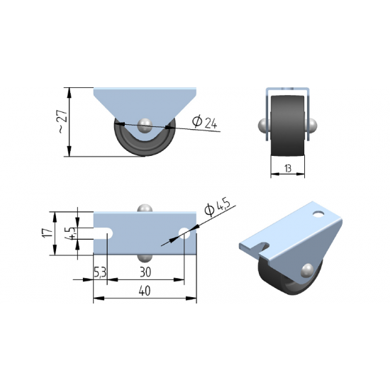 ROLKA MEBLOWA EU FI 24 MM