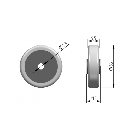KÓŁKO MEBLOWE FI 36MM