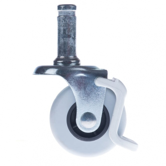 ROLKA MEBLOWA EU Z OPONKĄ I HAMULCEM FI38MM Z BOLCEM FI10MM